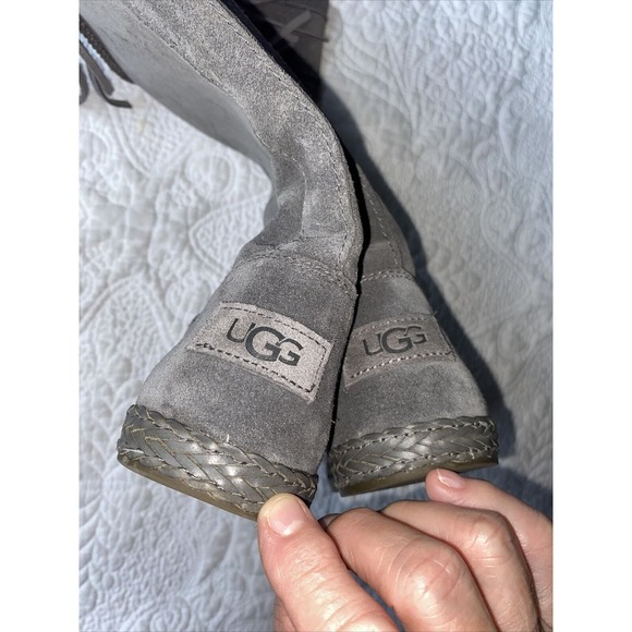 UGG Women’s Emerie Gray Suede Knee High Winter Dress Boots Size 7 - Picture 6 of 12